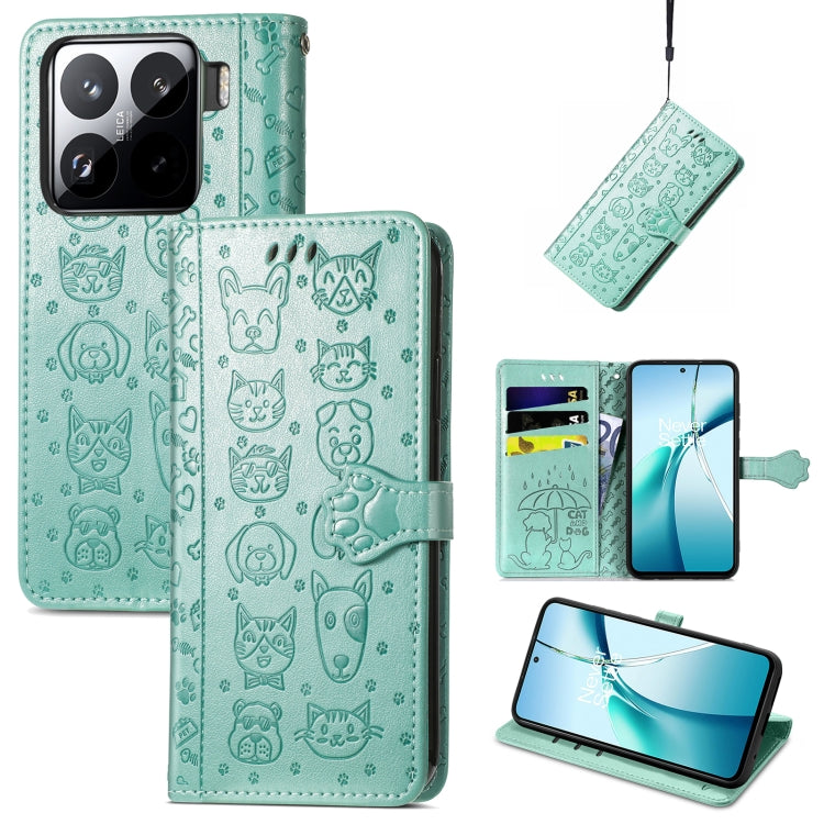 Cat and Dog Embossed Leather Phone Case, For Xiaomi 15 Ultra, For Xiaomi 15 Pro, For Xiaomi 15, For Xiaomi Redmi Note 14 5G