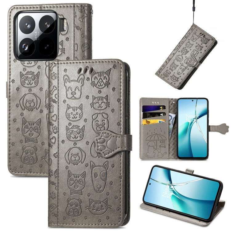 Cat and Dog Embossed Leather Phone Case, For Xiaomi 15 Ultra, For Xiaomi 15 Pro, For Xiaomi 15, For Xiaomi Redmi Note 14 5G