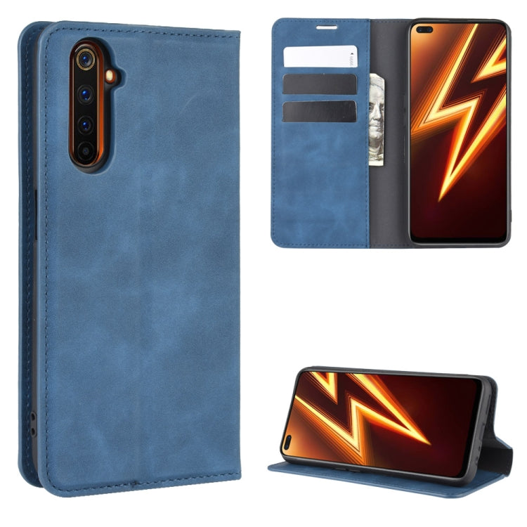 For OPPO Realme 6 Pro Retro-skin Business Magnetic Suction Leather Case with Holder & Card Slots & Wallet, For OPPO Realme 6 Pro