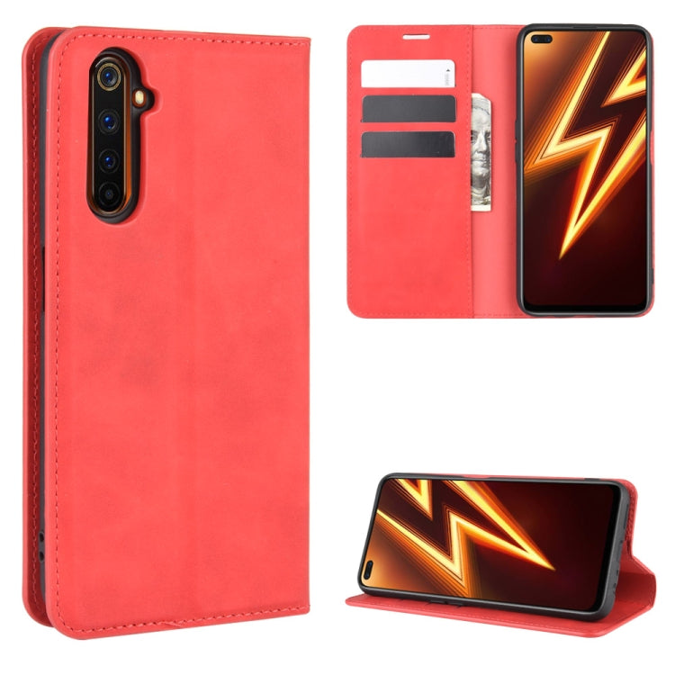 For OPPO Realme 6 Pro Retro-skin Business Magnetic Suction Leather Case with Holder & Card Slots & Wallet, For OPPO Realme 6 Pro