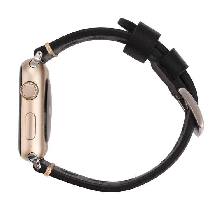 For Apple Watch Series 7 45mm / 6 &amp; SE &amp; 5 &amp; 4 44mm / 42mm 3 &amp; 2 &amp; 1 Retro Hole Genuine Leather Wrist Watch Band, For 42mm