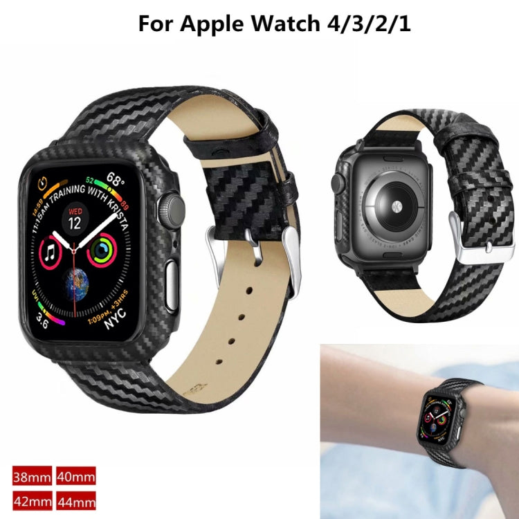 Genuine Leather Carbon Fiber Strap + Frame for Apple Watch Series 4 40mm, Apple Watch Series 4 40mm