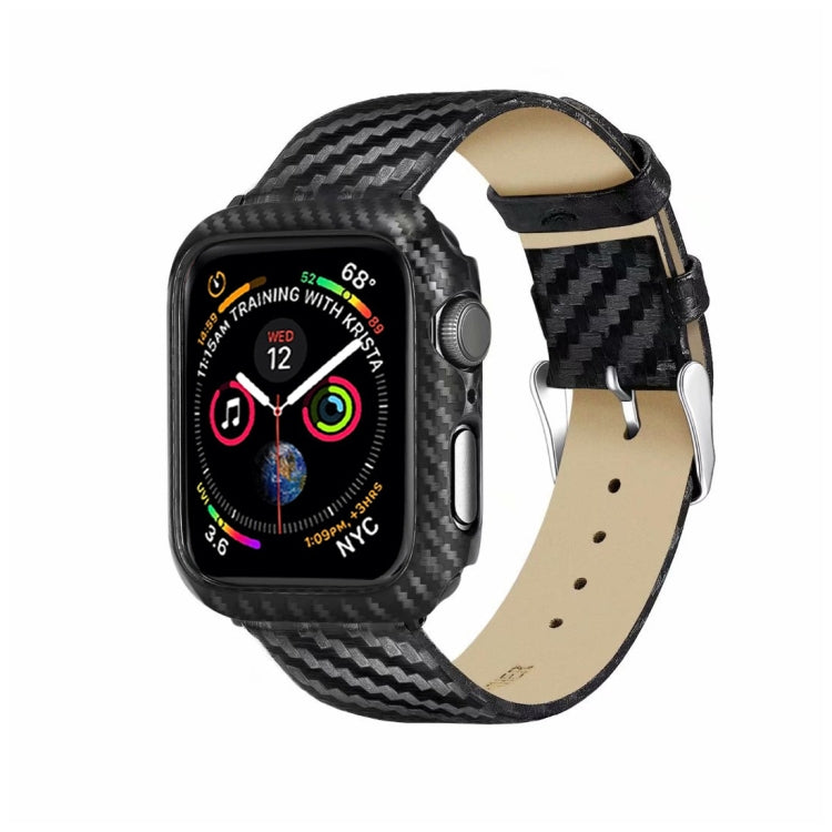 Genuine Leather Carbon Fiber Strap + Frame for Apple Watch Series 4 40mm, Apple Watch Series 4 40mm