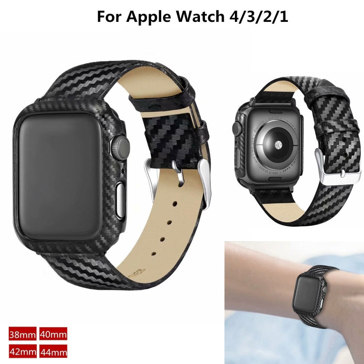 Genuine Leather Carbon Fiber Strap + Frame for Apple Watch Series 3 &amp; 2 &amp; 1 38mm, Apple Watch Series 3 &amp; 2 &amp; 1 38mm