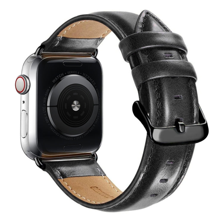 Black Buckle Leather Watch Band For Apple Watch Series 10 42mm / 9&amp;8&amp;7 41mm / SE 3&amp;SE 2&amp;6&amp;SE&amp;5&amp;4 40mm / 3&amp;2&amp;1 38mm, For Apple Watch Series 8&amp;7 41mm / SE 2&amp;6&amp;SE&amp;5&amp;4 40mm / 3&amp;2&amp;1 38mm