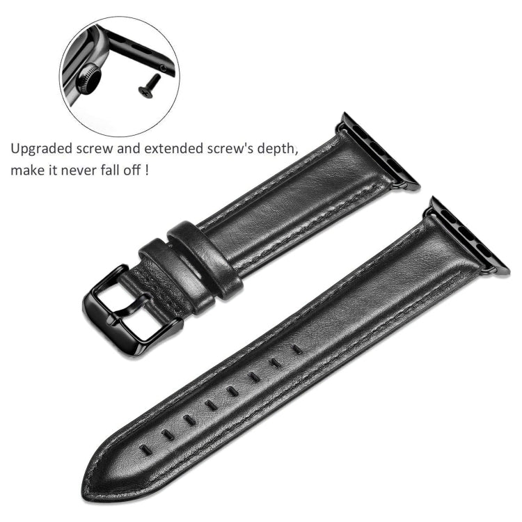 Black Buckle Leather Watch Band For Apple Watch Series 10 42mm / 9&amp;8&amp;7 41mm / SE 3&amp;SE 2&amp;6&amp;SE&amp;5&amp;4 40mm / 3&amp;2&amp;1 38mm, For Apple Watch Series 8&amp;7 41mm / SE 2&amp;6&amp;SE&amp;5&amp;4 40mm / 3&amp;2&amp;1 38mm