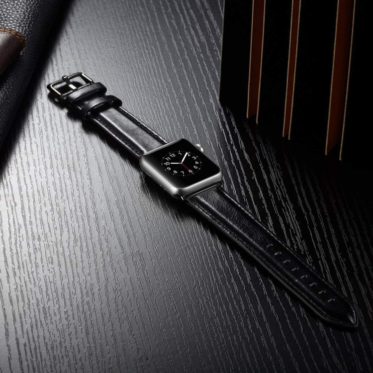 Black Buckle Leather Watch Band For Apple Watch Series 10 42mm / 9&amp;8&amp;7 41mm / SE 3&amp;SE 2&amp;6&amp;SE&amp;5&amp;4 40mm / 3&amp;2&amp;1 38mm, For Apple Watch Series 8&amp;7 41mm / SE 2&amp;6&amp;SE&amp;5&amp;4 40mm / 3&amp;2&amp;1 38mm