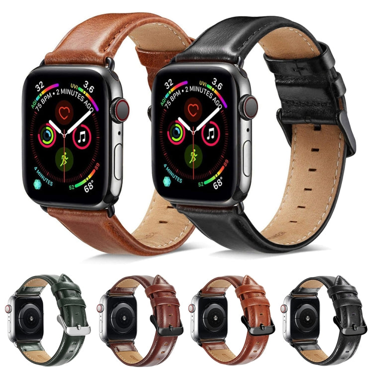 Black Buckle Leather Watch Band For Apple Watch Series 10 42mm / 9&amp;8&amp;7 41mm / SE 3&amp;SE 2&amp;6&amp;SE&amp;5&amp;4 40mm / 3&amp;2&amp;1 38mm, For Apple Watch Series 8&amp;7 41mm / SE 2&amp;6&amp;SE&amp;5&amp;4 40mm / 3&amp;2&amp;1 38mm