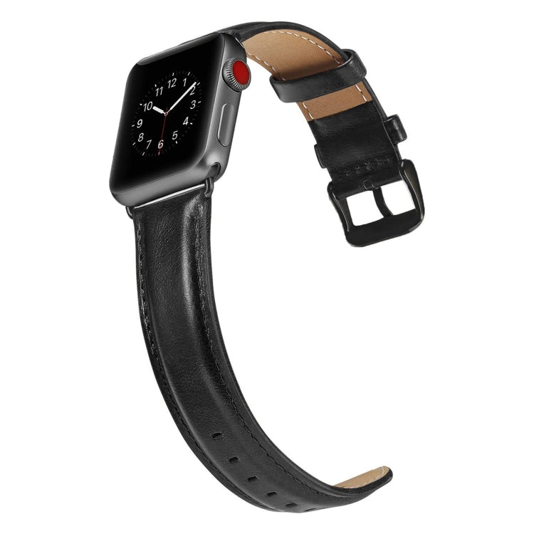 Black Buckle Leather Watch Band For Apple Watch Ultra 49mm&Watch Ultra 2 49mm / Series 10 46mm / 9&8&7 45mm / SE 3&SE 2&6&SE&5&4 44mm / 3&2&1 42mm, For Apple Watch Ultra 49mm / Series 8&7 45mm / SE 2&6&SE&5&4 44mm / 3&2&1 42mm