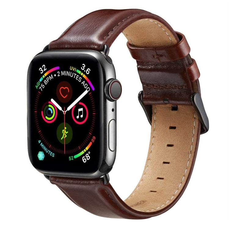 Black Buckle Leather Watch Band For Apple Watch Ultra 49mm&Watch Ultra 2 49mm / Series 10 46mm / 9&8&7 45mm / SE 3&SE 2&6&SE&5&4 44mm / 3&2&1 42mm, For Apple Watch Ultra 49mm / Series 8&7 45mm / SE 2&6&SE&5&4 44mm / 3&2&1 42mm