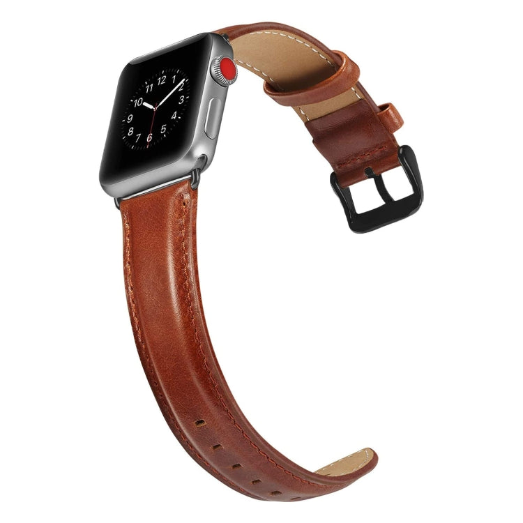 Black Buckle Leather Watch Band For Apple Watch Ultra 49mm&Watch Ultra 2 49mm / Series 10 46mm / 9&8&7 45mm / SE 3&SE 2&6&SE&5&4 44mm / 3&2&1 42mm, For Apple Watch Ultra 49mm / Series 8&7 45mm / SE 2&6&SE&5&4 44mm / 3&2&1 42mm
