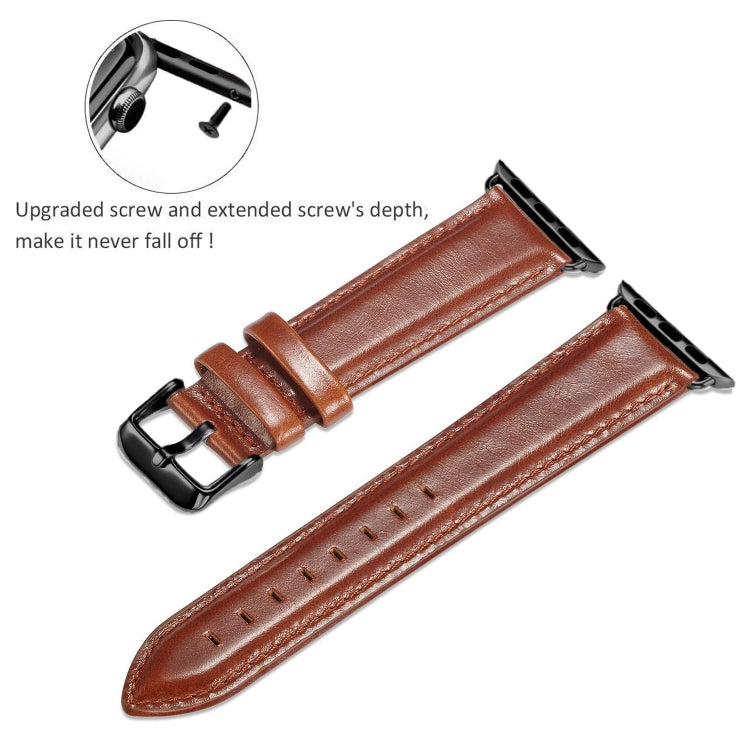 Black Buckle Leather Watch Band For Apple Watch Ultra 49mm&Watch Ultra 2 49mm / Series 10 46mm / 9&8&7 45mm / SE 3&SE 2&6&SE&5&4 44mm / 3&2&1 42mm, For Apple Watch Ultra 49mm / Series 8&7 45mm / SE 2&6&SE&5&4 44mm / 3&2&1 42mm