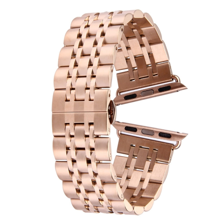 20mm Women Hidden Butterfly Buckle 7 Beads Stainless Steel Watch Band For Apple Watch 38mm(Silver Gold), 20mm Women