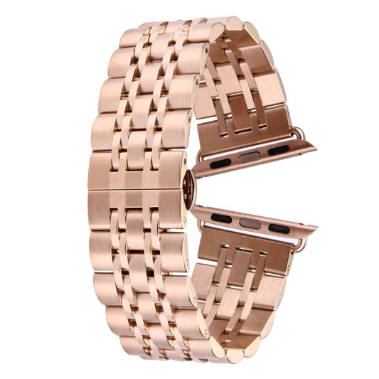 20mm Women Hidden Butterfly Buckle 7 Beads Stainless Steel Watch Band For Apple Watch 38mm(Silver Gold), 20mm Women