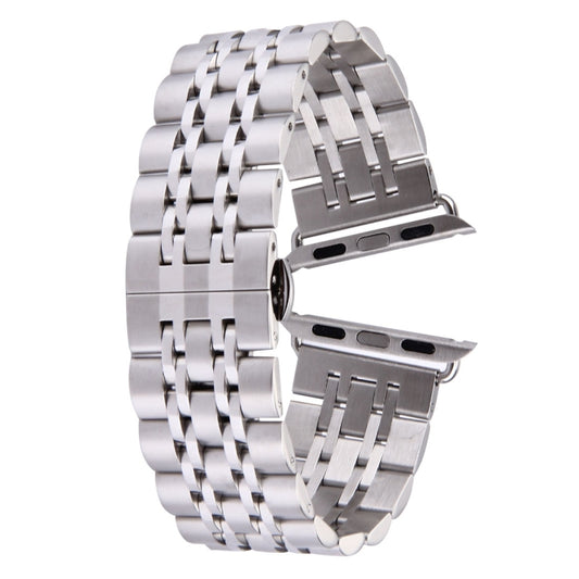 20mm Women Hidden Butterfly Buckle 7 Beads Stainless Steel Watch Band For Apple Watch 38mm(Silver Gold), 20mm Women