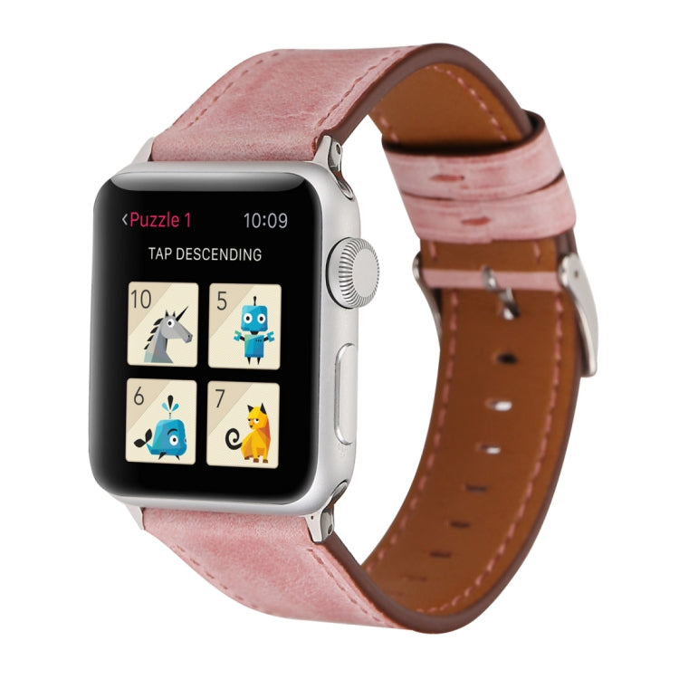 For Apple Watch Series 10 42mm / 9&amp;8&amp;7 41mm / SE 3&amp;SE 2&amp;6&amp;SE&amp;5&amp;4 40mm / 3&amp;2&amp;1 38mm Fresh Style Genuine Leather Watch Band, 38mm