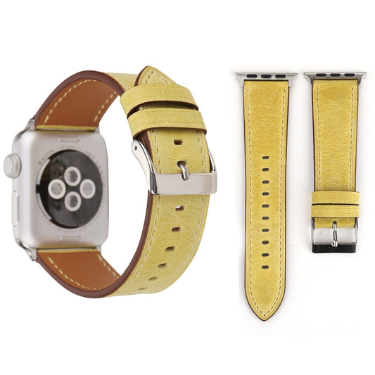 For Apple Watch Series 10 42mm / 9&8&7 41mm / SE 3&SE 2&6&SE&5&4 40mm / 3&2&1 38mm Fresh Style Genuine Leather Watch Band, 38mm