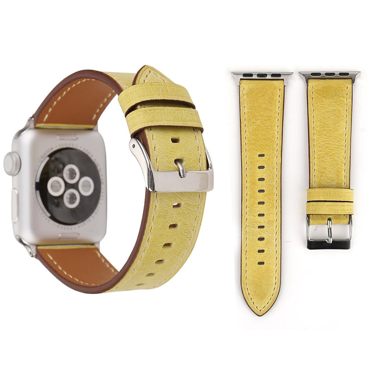 For Apple Watch Ultra 49mm&amp;Watch Ultra 2 49mm / Series 10 46mm / 9&amp;8&amp;7 45mm / SE 3&amp;SE 2&amp;6&amp;SE&amp;5&amp;4 44mm / 3&amp;2&amp;1 42mm Fresh Style Genuine Leather Watch Band, 42mm