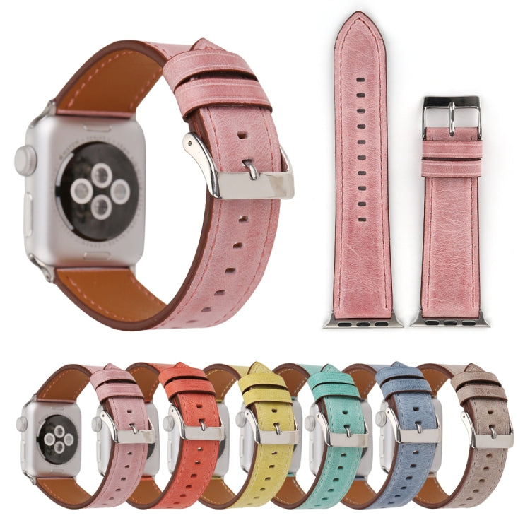 For Apple Watch Ultra 49mm&amp;Watch Ultra 2 49mm / Series 10 46mm / 9&amp;8&amp;7 45mm / SE 3&amp;SE 2&amp;6&amp;SE&amp;5&amp;4 44mm / 3&amp;2&amp;1 42mm Fresh Style Genuine Leather Watch Band, 42mm