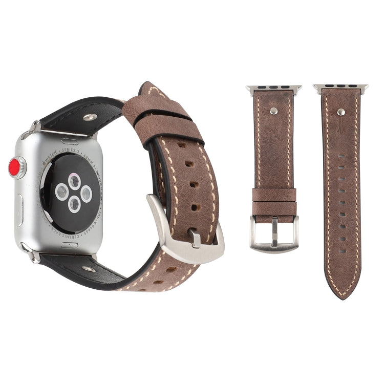 Crowe Star Embossing Texture Genuine Leather Wrist Watch Band for Apple Watch Series 3 &amp; 2 &amp; 1 42mm, 42mm