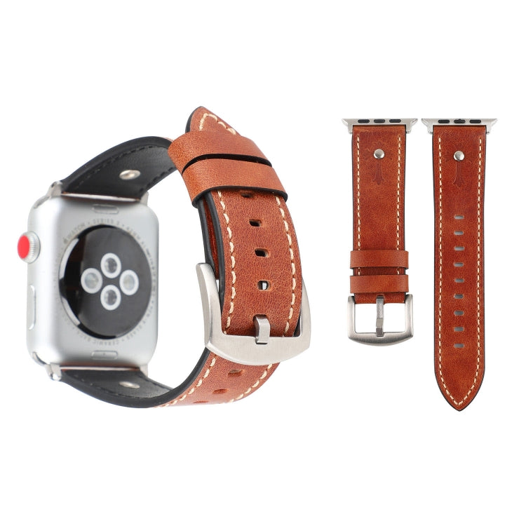 Crowe Star Embossing Texture Genuine Leather Wrist Watch Band for Apple Watch Series 3 &amp; 2 &amp; 1 42mm, 42mm