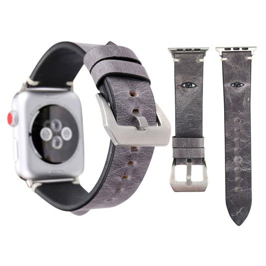 For Apple Watch Series 3 &amp; 2 &amp; 1 38mm Simple Fashion Cowhide Big Eyes Pattern Watch Band, 38mm