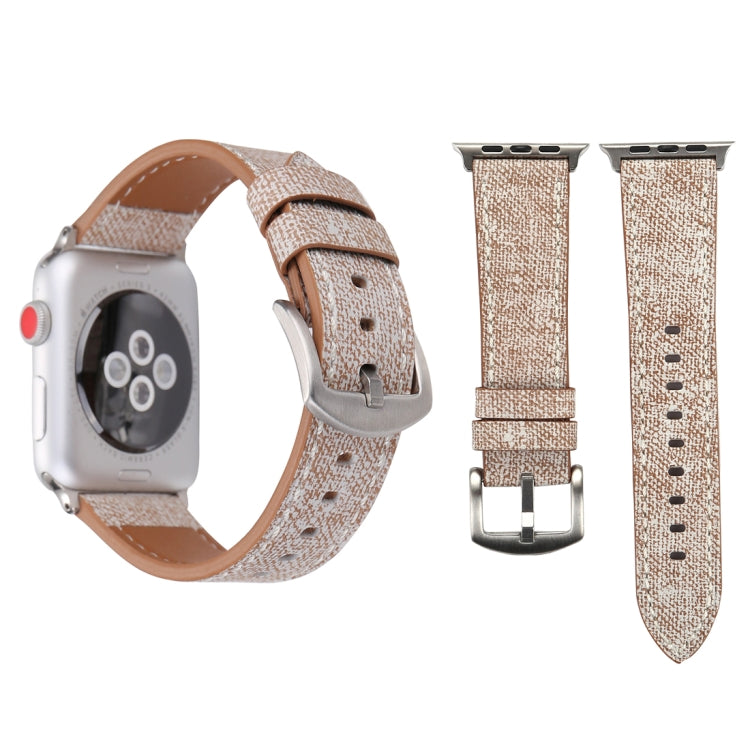 For Apple Watch Series 10 42mm / 9&amp;8&amp;7 41mm / SE 3&amp;SE 2&amp;6&amp;SE&amp;5&amp;4 40mm / 3&amp;2&amp;1 38mm Simple Fashion Genuine Leather Cowboy Pattern Watch Band, 38mm