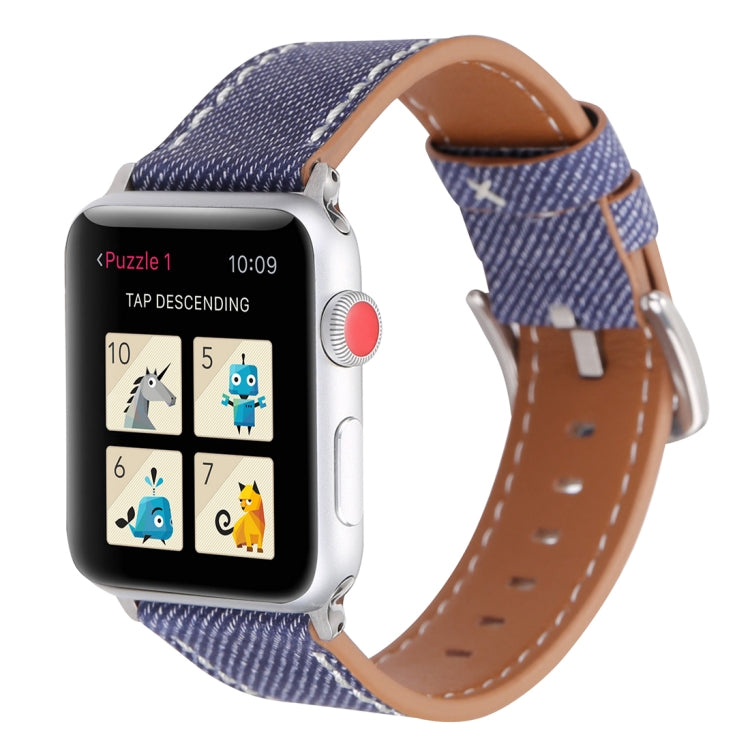 For Apple Watch Ultra 49mm&amp;Watch Ultra 2 49mm / Series 10 46mm / 9&amp;8&amp;7 45mm / SE 3&amp;SE 2&amp;6&amp;SE&amp;5&amp;4 44mm / 3&amp;2&amp;1 42mm Simple Fashion Genuine Leather Cowboy Pattern Watch Band, 42mm