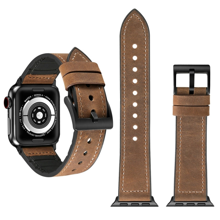 Crazy Horse Texture TPU + Stainless Steel Watch Band for Apple Watch Series 7 45mm / 6 &amp; SE &amp; 5 &amp; 4 44mm / 3 &amp; 2 &amp; 1 42mm, 44mm