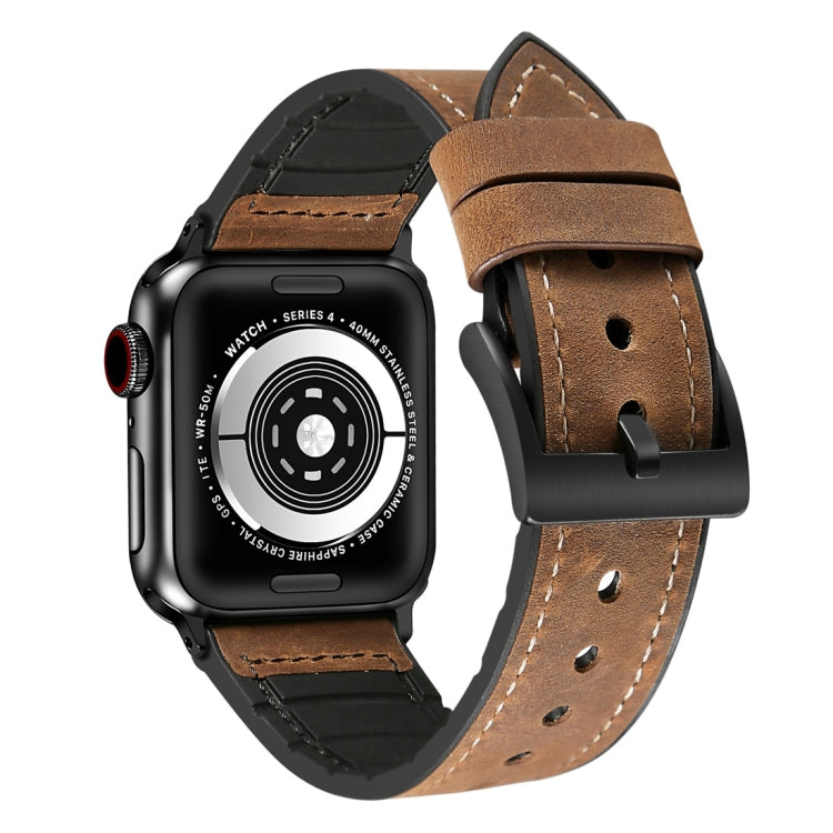 Crazy Horse Texture TPU + Stainless Steel Watch Band for Apple Watch Series 7 45mm / 6 &amp; SE &amp; 5 &amp; 4 44mm / 3 &amp; 2 &amp; 1 42mm, 44mm