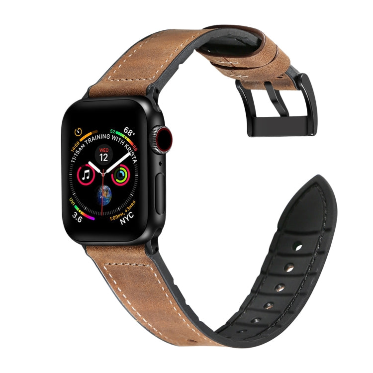 Crazy Horse Texture TPU + Stainless Steel Watch Band for Apple Watch Series 7 41mm / 6 &amp; SE &amp; 5 &amp; 4 40mm / 3 &amp; 2 &amp; 1 38mm, 40mm