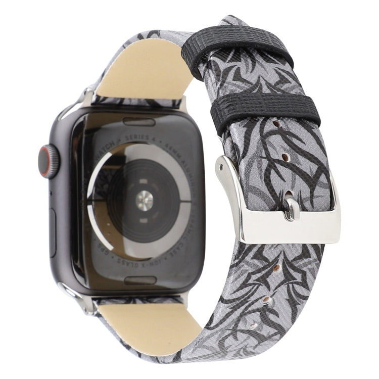 Thorns Printing Genuine Leather Watch Band for Apple Watch Series 10 42mm / 9&8&7 41mm / SE 3&SE 2&6&SE&5&4 40mm / 3&2&1 38mm, 40mm