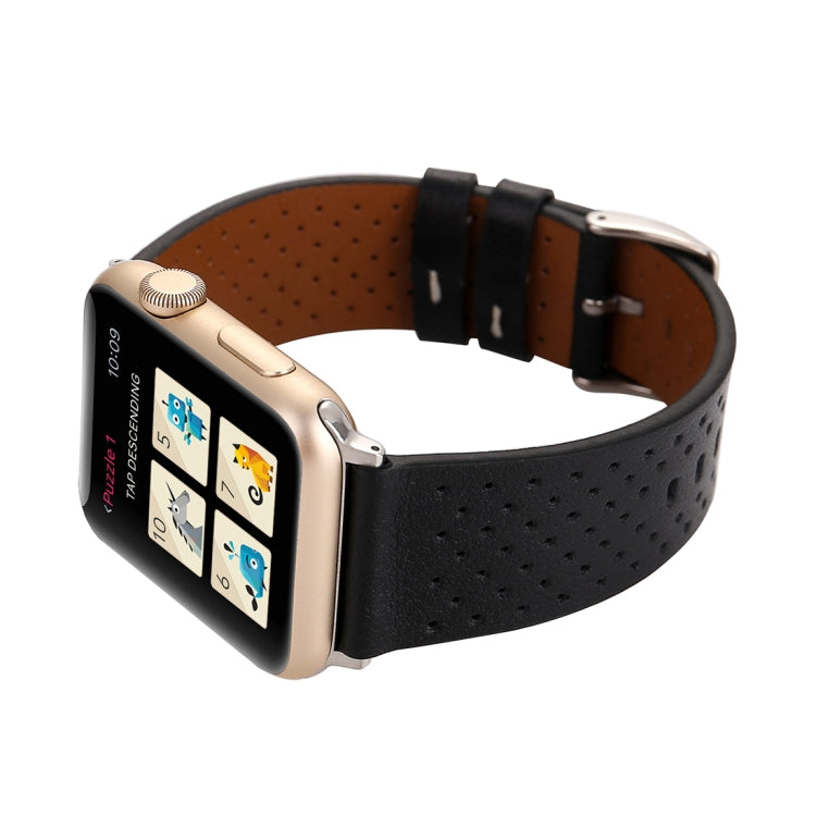 For Apple Watch Series 3 &amp; 2 &amp; 1 38mm Small Cave Genuine Leather Wrist Watch Band, For 38mm