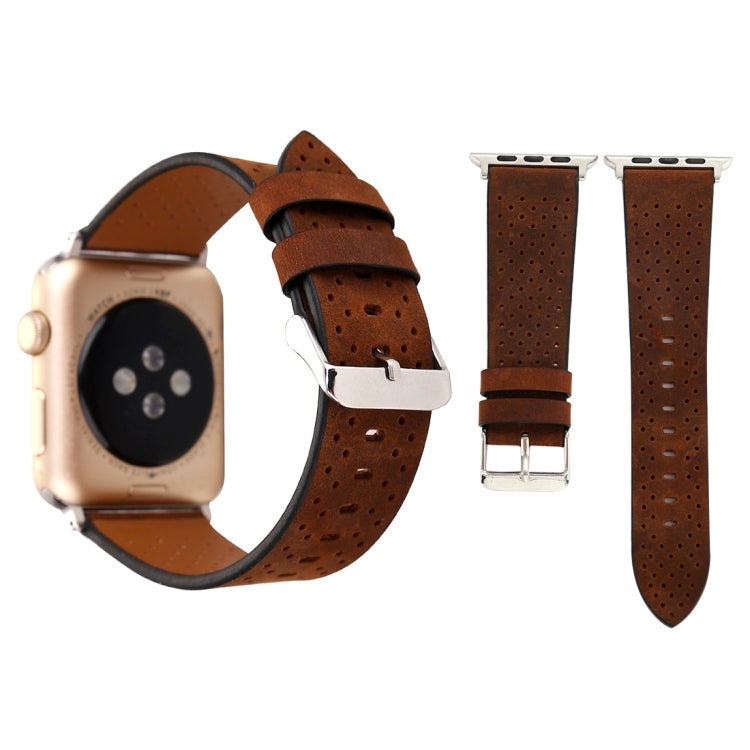 For Apple Watch Series 3 &amp; 2 &amp; 1 38mm Small Cave Genuine Leather Wrist Watch Band, For 38mm