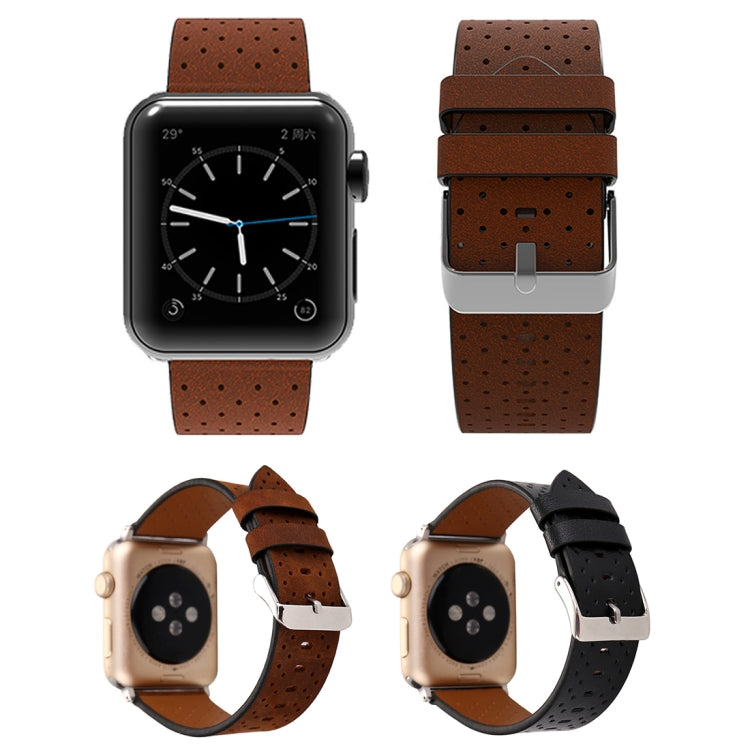 For Apple Watch Series 3 &amp; 2 &amp; 1 38mm Small Cave Genuine Leather Wrist Watch Band, For 38mm