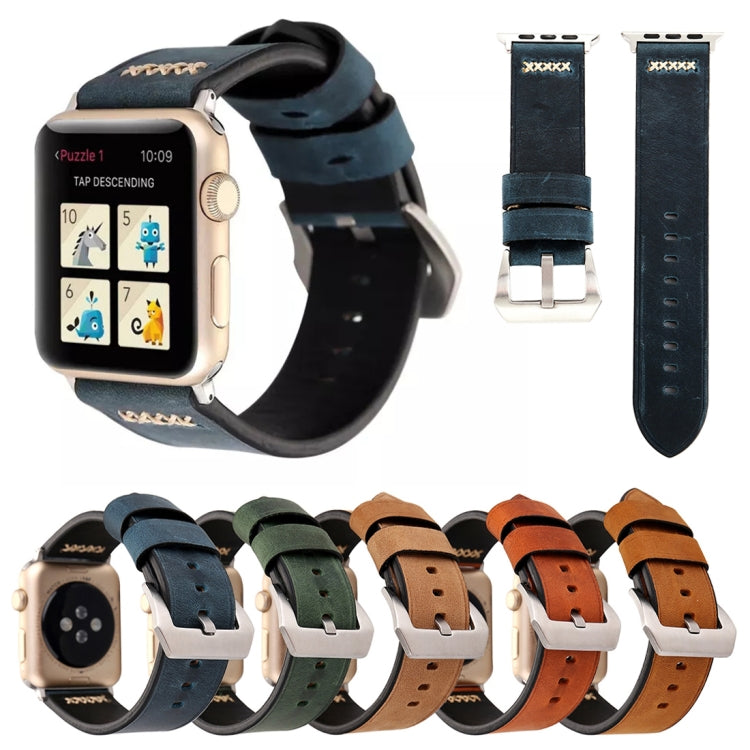 For Apple Watch Series 3 &amp; 2 &amp; 1 38mm Retro XX Line Pattern Genuine Leather Wrist Watch Band, For 38mm