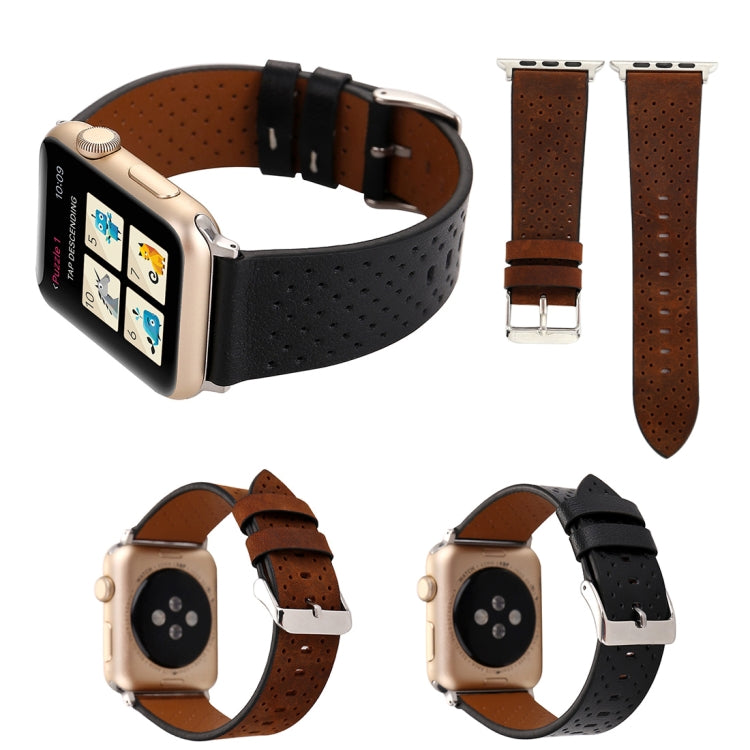 For Apple Watch Series 3 &amp; 2 &amp; 1 42mm Small Cave Genuine Leather Wrist Watch Band, For 42mm