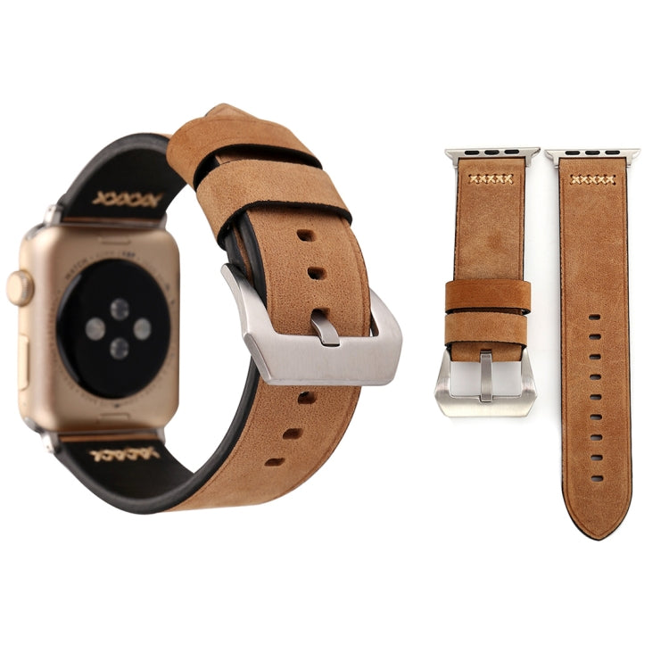 For Apple Watch Ultra 49mm&amp;Watch Ultra 2 49mm / Series 10 46mm / 9&amp;8&amp;7 45mm / SE 3&amp;SE 2&amp;6&amp;SE&amp;5&amp;4 44mm / 3&amp;2&amp;1 42mm Retro XX Line Pattern Genuine Leather Wrist Watch Band, For 42mm