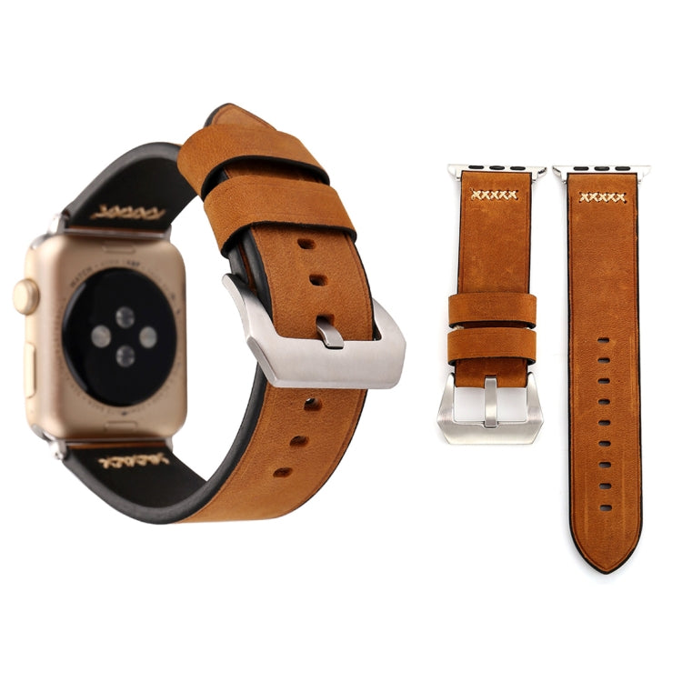 For Apple Watch Ultra 49mm&amp;Watch Ultra 2 49mm / Series 10 46mm / 9&amp;8&amp;7 45mm / SE 3&amp;SE 2&amp;6&amp;SE&amp;5&amp;4 44mm / 3&amp;2&amp;1 42mm Retro XX Line Pattern Genuine Leather Wrist Watch Band, For 42mm