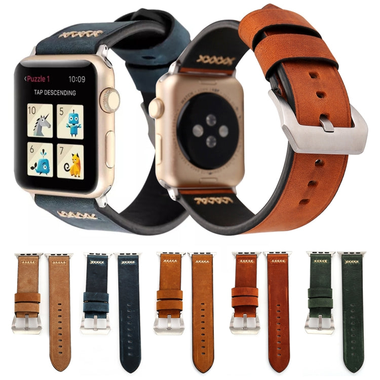 For Apple Watch Ultra 49mm&amp;Watch Ultra 2 49mm / Series 10 46mm / 9&amp;8&amp;7 45mm / SE 3&amp;SE 2&amp;6&amp;SE&amp;5&amp;4 44mm / 3&amp;2&amp;1 42mm Retro XX Line Pattern Genuine Leather Wrist Watch Band, For 42mm