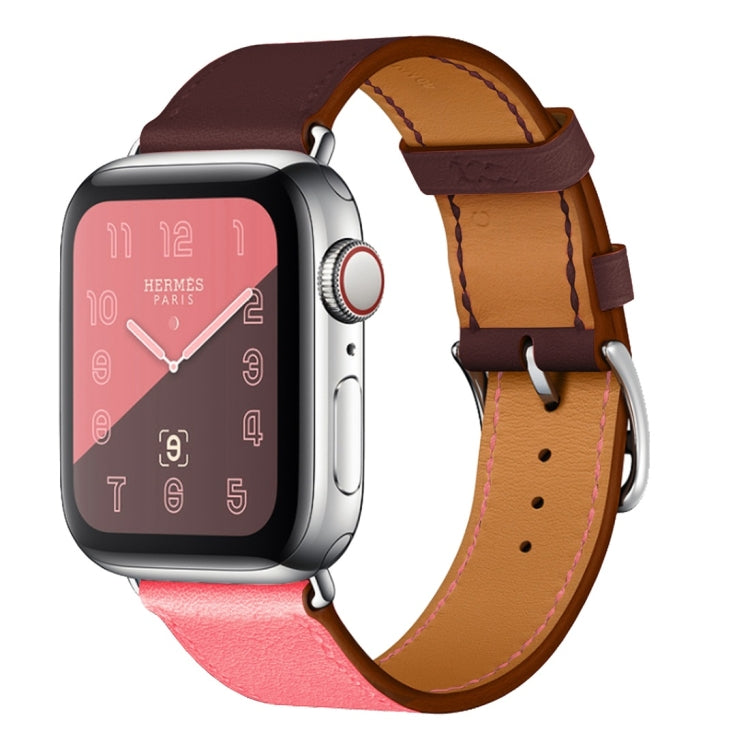 Two Color Single Loop Leather Wrist Strap Watchband for Apple Watch Series 3 & 2 & 1, 38mm Orange+Bright Blue, 42mm Orange+Bright Blue, 38mm Pink+Wine Red, 42mm Pink+Wine Red, 38mm Amber+Orange Red+Light Rose Red, 42mm Amber+Orange Red+Light Rose Red