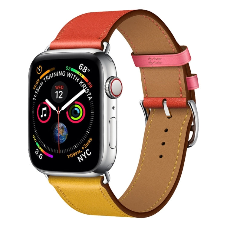 Two Color Single Loop Leather Wrist Strap Watchband for Apple Watch Series 3 & 2 & 1, 38mm Orange+Bright Blue, 42mm Orange+Bright Blue, 38mm Pink+Wine Red, 42mm Pink+Wine Red, 38mm Amber+Orange Red+Light Rose Red, 42mm Amber+Orange Red+Light Rose Red