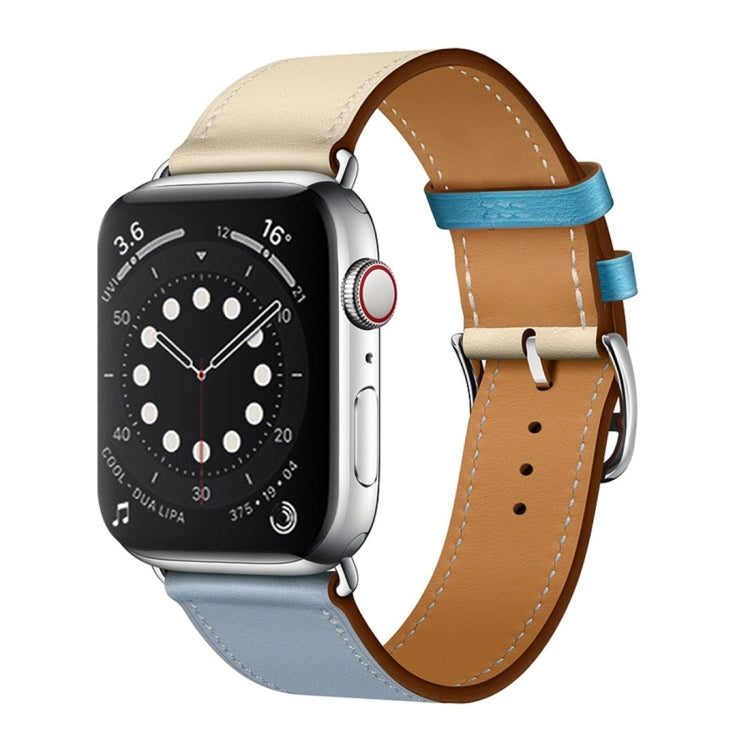 Two Color Single Loop Leather Wrist Strap Watchband for Apple Watch Series 3 & 2 & 1, 38mm Orange+Bright Blue, 42mm Orange+Bright Blue, 38mm Pink+Wine Red, 42mm Pink+Wine Red, 38mm Amber+Orange Red+Light Rose Red, 42mm Amber+Orange Red+Light Rose Red