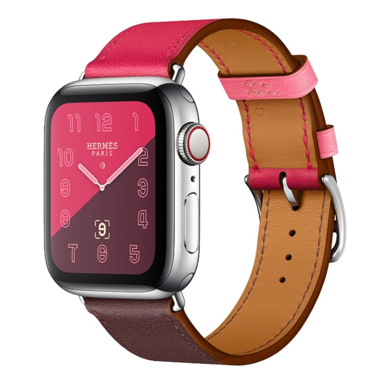 Two Color Single Loop Leather Wrist Strap Watchband for Apple Watch Series 3 & 2 & 1, 38mm Orange+Bright Blue, 42mm Orange+Bright Blue, 38mm Pink+Wine Red, 42mm Pink+Wine Red, 38mm Amber+Orange Red+Light Rose Red, 42mm Amber+Orange Red+Light Rose Red