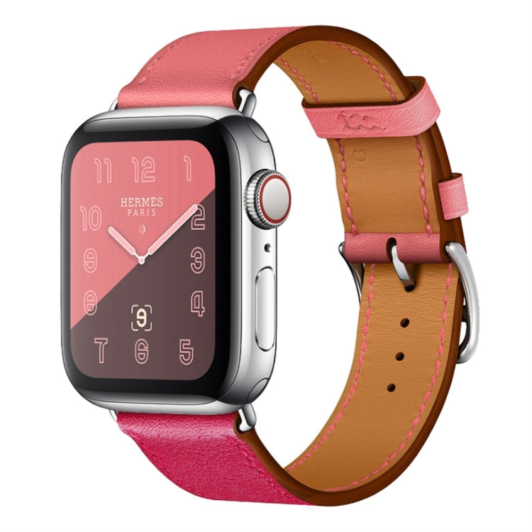 Two Color Single Loop Leather Wrist Strap Watchband for Apple Watch Series 3 & 2 & 1, 38mm Orange+Bright Blue, 42mm Orange+Bright Blue, 38mm Pink+Wine Red, 42mm Pink+Wine Red, 38mm Amber+Orange Red+Light Rose Red, 42mm Amber+Orange Red+Light Rose Red