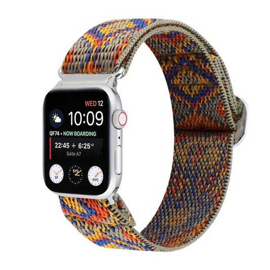 Metal Japanese Buckle Elastic Nylon Replacement Watchbands, For Apple Watch Series 7 45mm / 6 &amp; SE &amp; 5 &amp; 4 44mm / 3 &amp; 2 &amp; 1 42mm, For Apple Watch Series 8&amp;7 41mm / SE 2&amp;6&amp;SE&amp;5&amp;4 40mm / 3&amp;2&amp;1 38mm