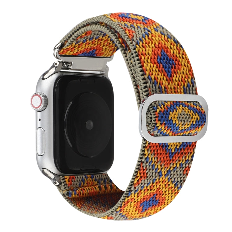 Metal Japanese Buckle Elastic Nylon Replacement Watchbands, For Apple Watch Series 7 45mm / 6 &amp; SE &amp; 5 &amp; 4 44mm / 3 &amp; 2 &amp; 1 42mm, For Apple Watch Series 8&amp;7 41mm / SE 2&amp;6&amp;SE&amp;5&amp;4 40mm / 3&amp;2&amp;1 38mm