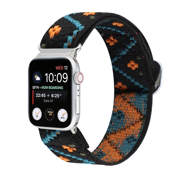 Metal Japanese Buckle Elastic Nylon Replacement Watchbands, For Apple Watch Ultra 49mm / Series 8&amp;7 45mm / SE 2&amp;6&amp;SE&amp;5&amp;4 44mm / 3&amp;2&amp;1 42mm