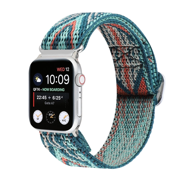 Metal Japanese Buckle Elastic Nylon Replacement Watchbands, For Apple Watch Ultra 49mm / Series 8&amp;7 45mm / SE 2&amp;6&amp;SE&amp;5&amp;4 44mm / 3&amp;2&amp;1 42mm