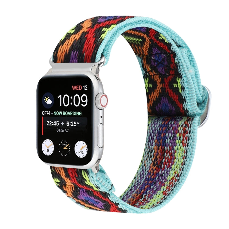 Metal Japanese Buckle Elastic Nylon Replacement Watchbands, For Apple Watch Series 7 45mm / 6 &amp; SE &amp; 5 &amp; 4 44mm / 3 &amp; 2 &amp; 1 42mm, For Apple Watch Series 8&amp;7 41mm / SE 2&amp;6&amp;SE&amp;5&amp;4 40mm / 3&amp;2&amp;1 38mm